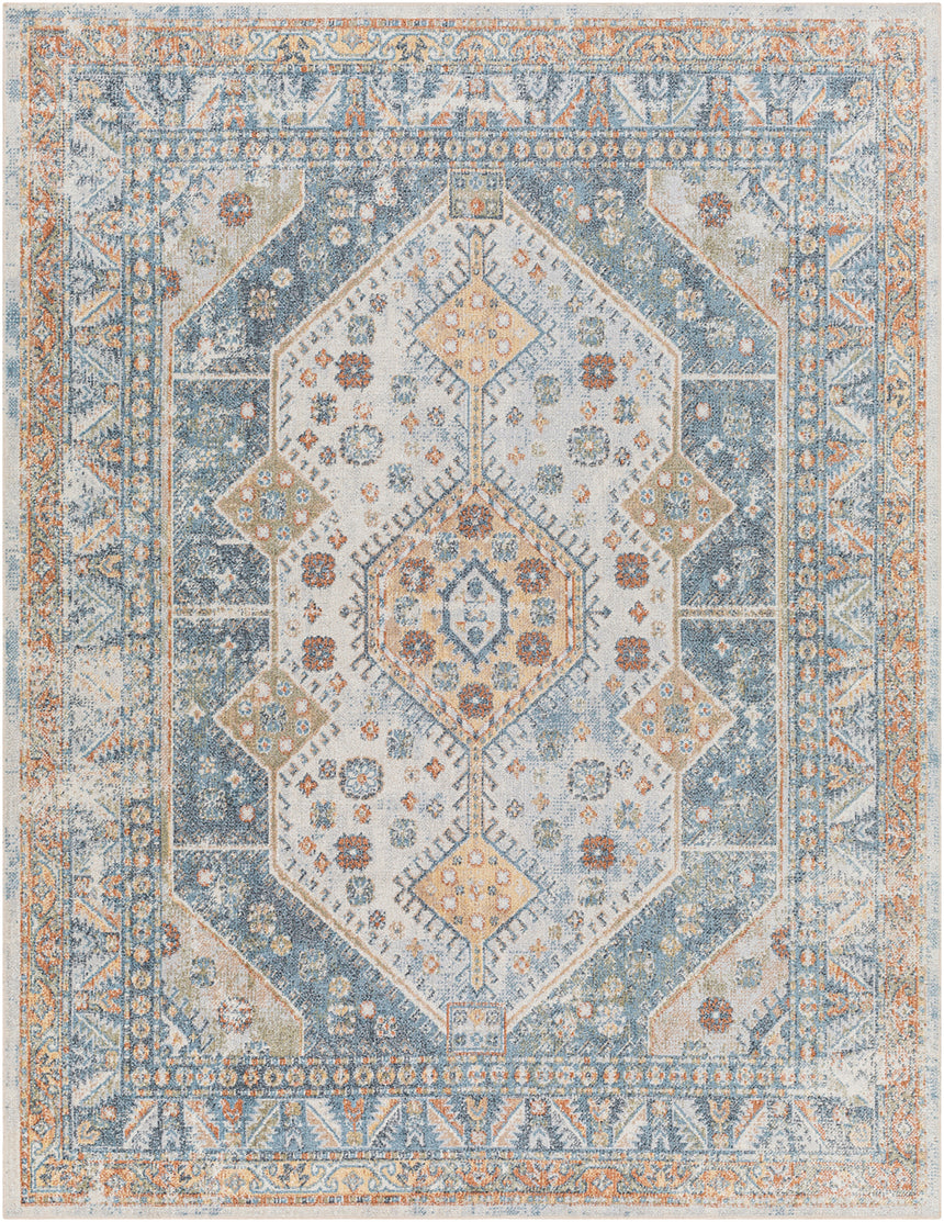 Alka Machine Washable Oriental Boho Denim Rug