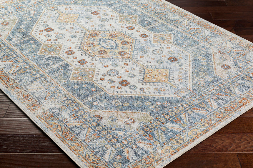 Alka Machine Washable Oriental Boho Denim Rug