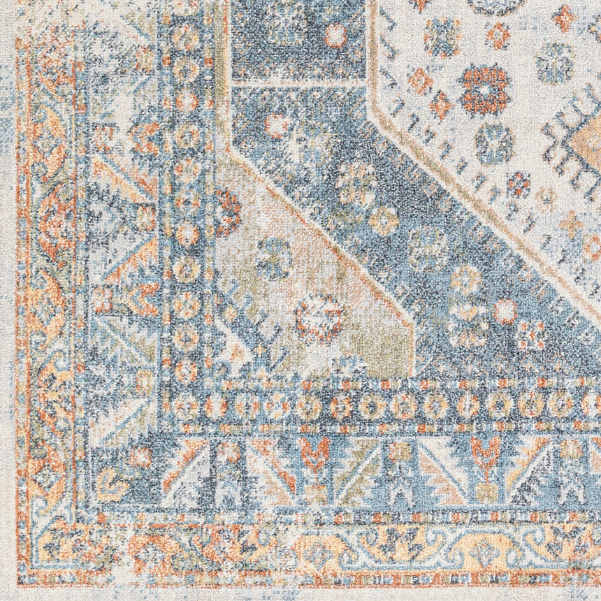 Alka Machine Washable Oriental Boho Denim Rug
