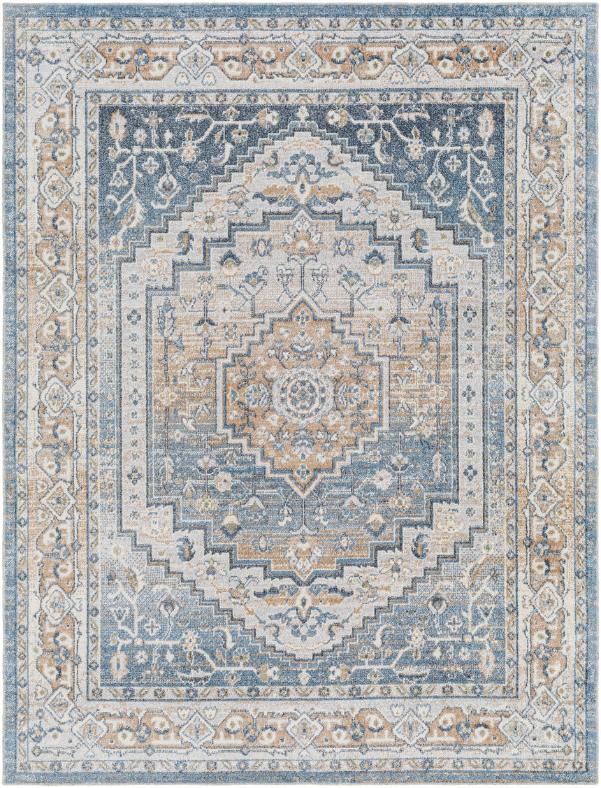 Jennifer Machine Washable Oriental Boho Navy Blue Rug
