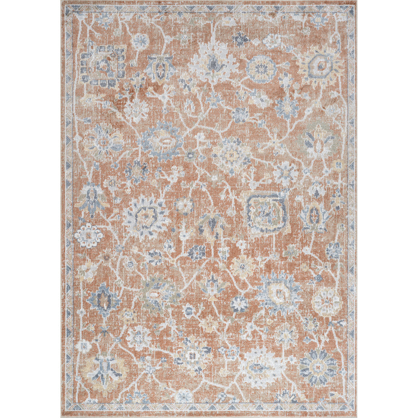 Ruby Machine Washable Oriental Boho Burnt Orange Rug