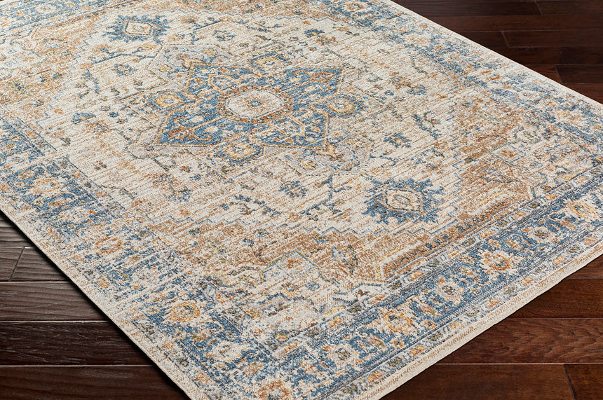 River Machine Washable Oriental Boho Beige Rug