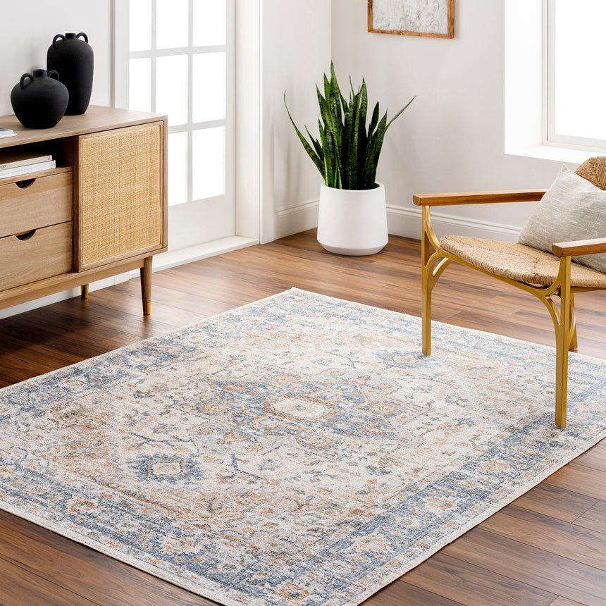 River Machine Washable Oriental Boho Beige Rug
