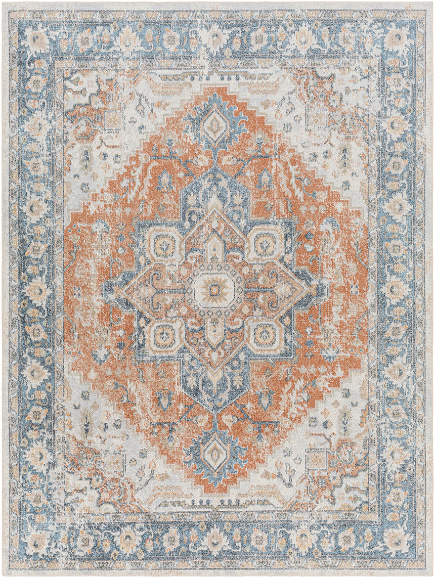 River Machine Washable Oriental Boho Burnt Orange Rug