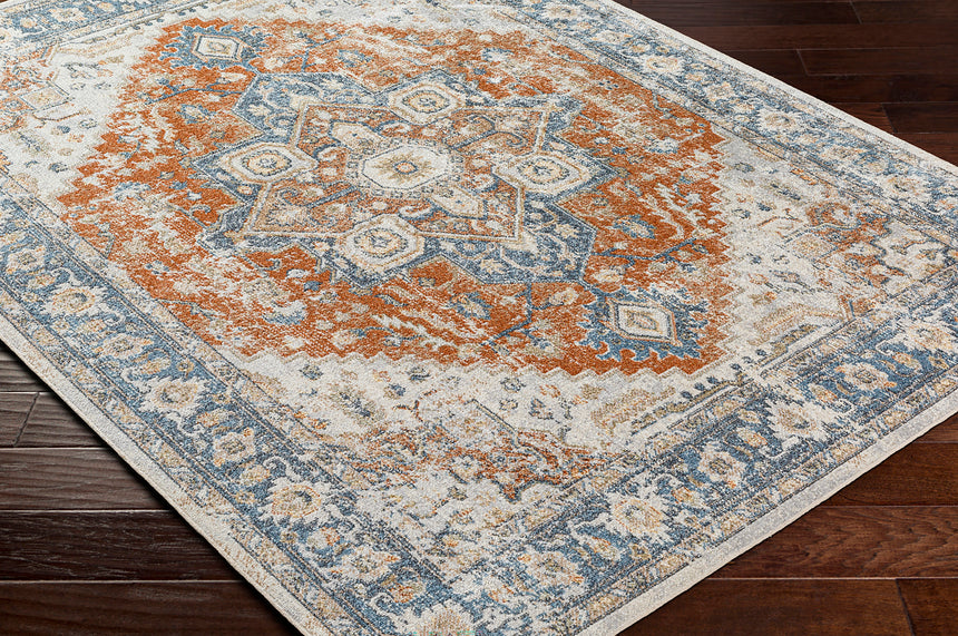 River Machine Washable Oriental Boho Burnt Orange Rug