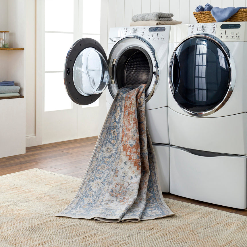 River Machine Washable Oriental Boho Burnt Orange Rug