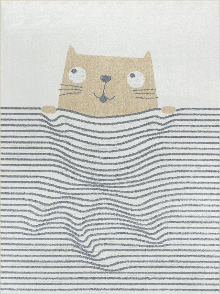 Catnap Kids Machine Washable Brown/Beige Bedroom Rug