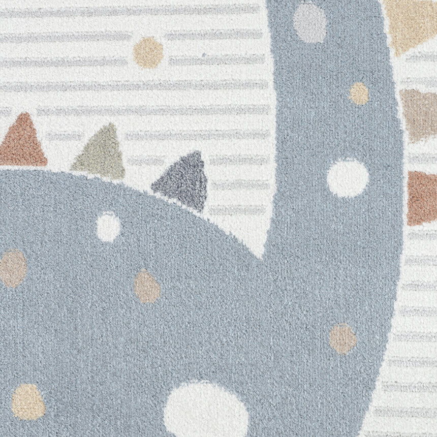 Dino Kids Machine Washable Beige/Grey Bedroom Rug - Image 8