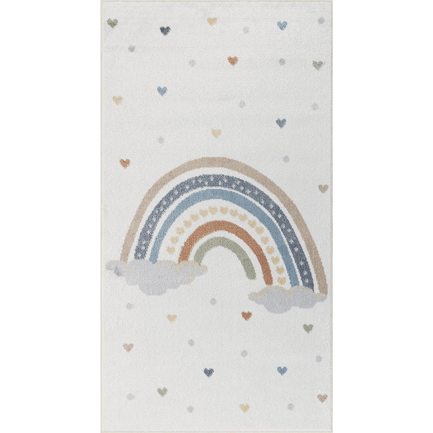 Raini-Bow Kids Machine Washable Multicolour Bedroom Rug