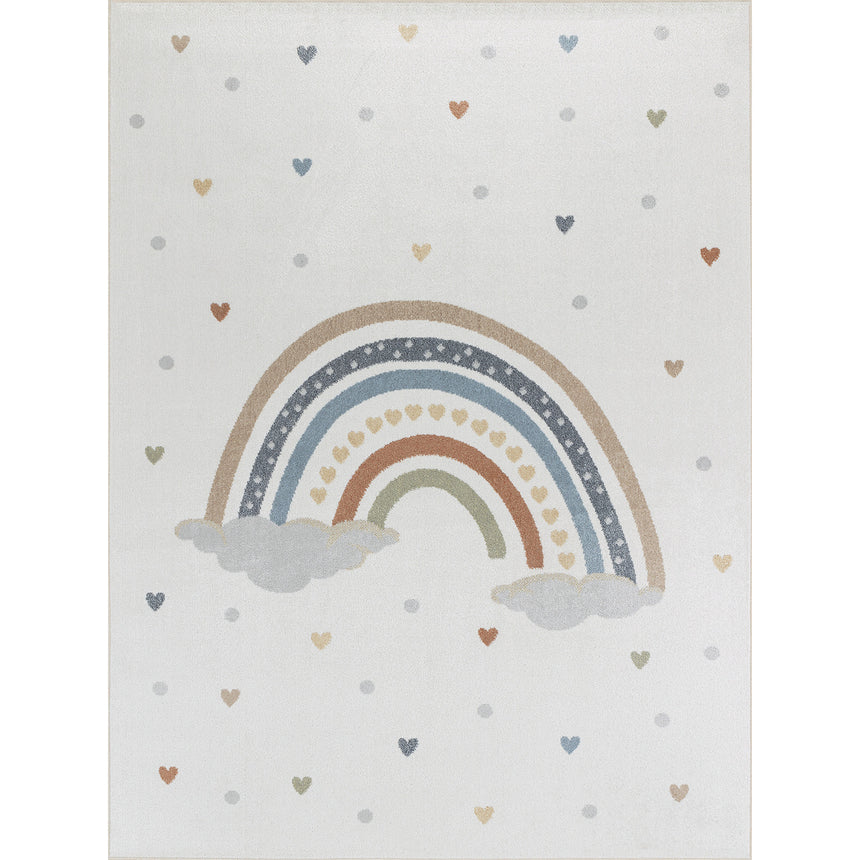 Raini-Bow Kids Machine Washable Multicolour Bedroom Rug