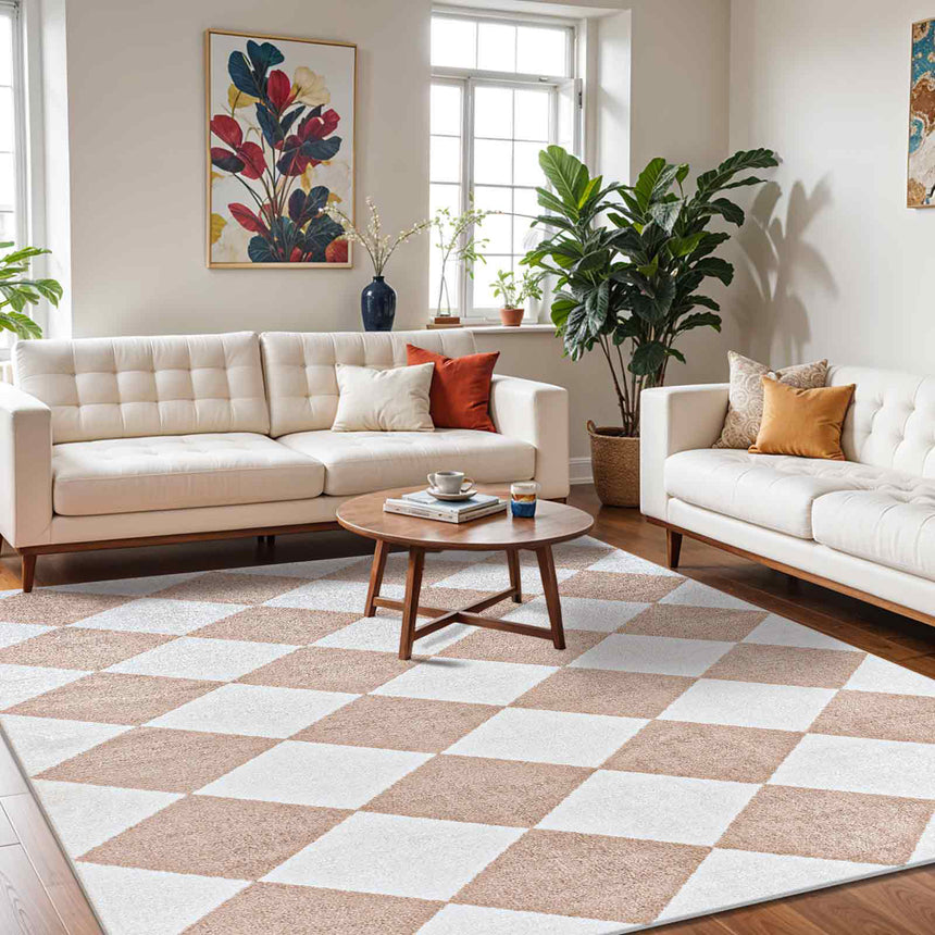 Ghislaine Machine Washable Modern Boho Diamond Light Brown Rug