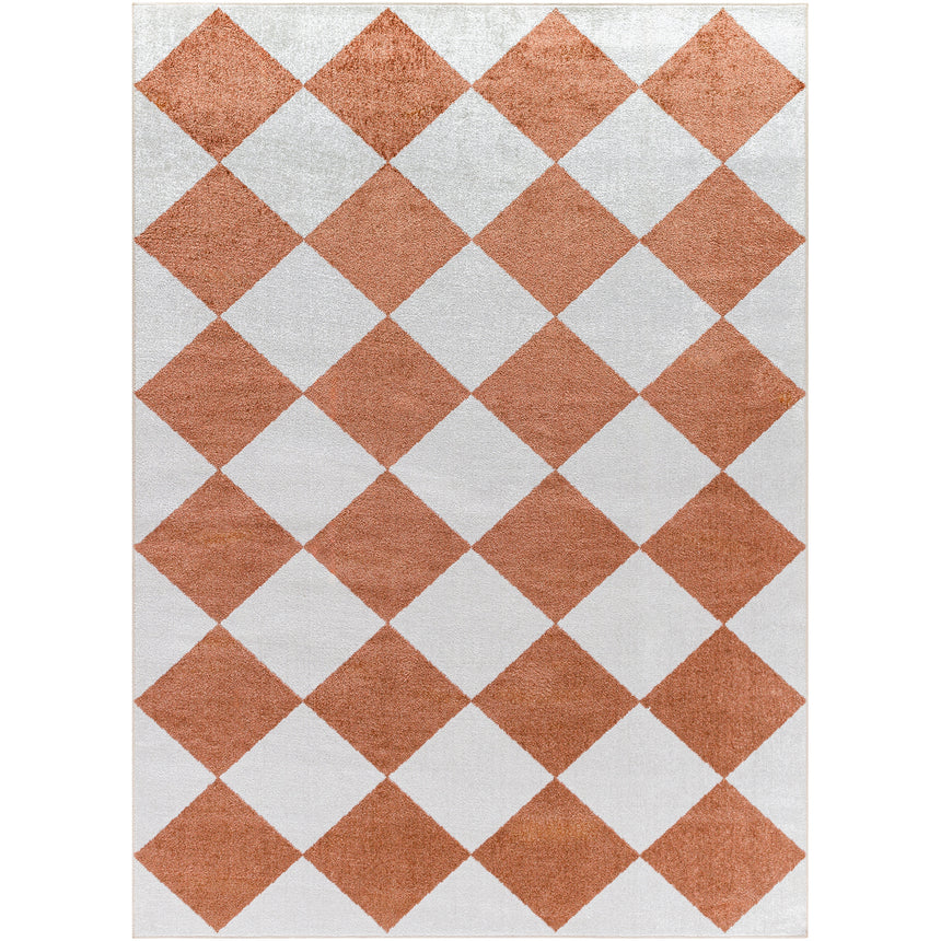 Ghislaine Machine Washable Modern Boho Diamond Rust Rug