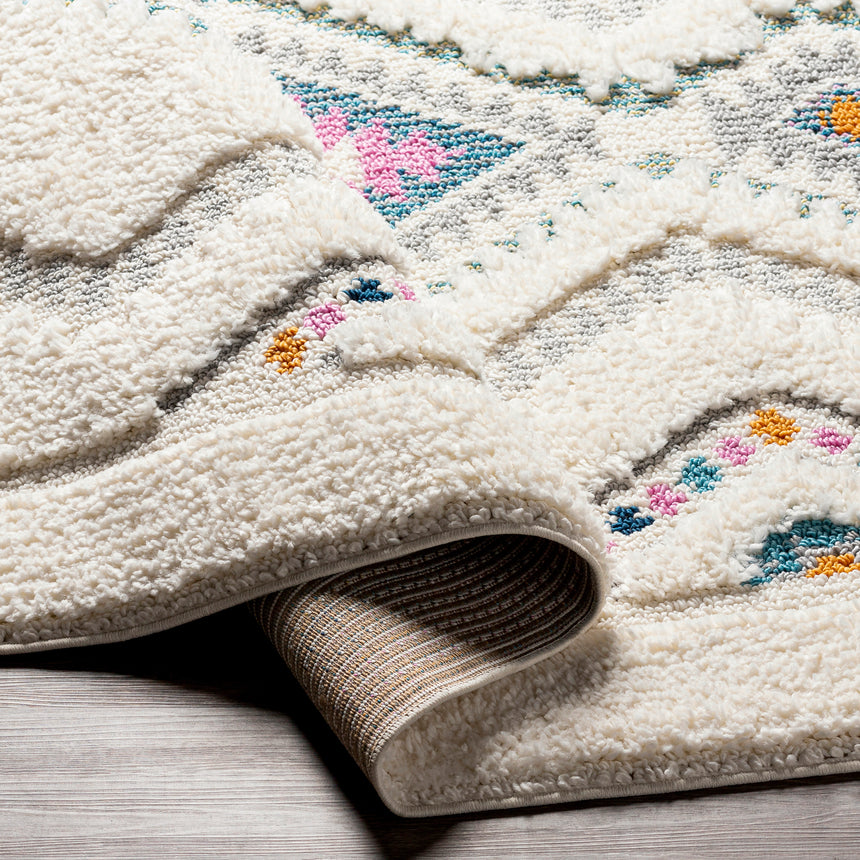 Lilo Shaggy Modern Boho Plush Pile Ivory Rug