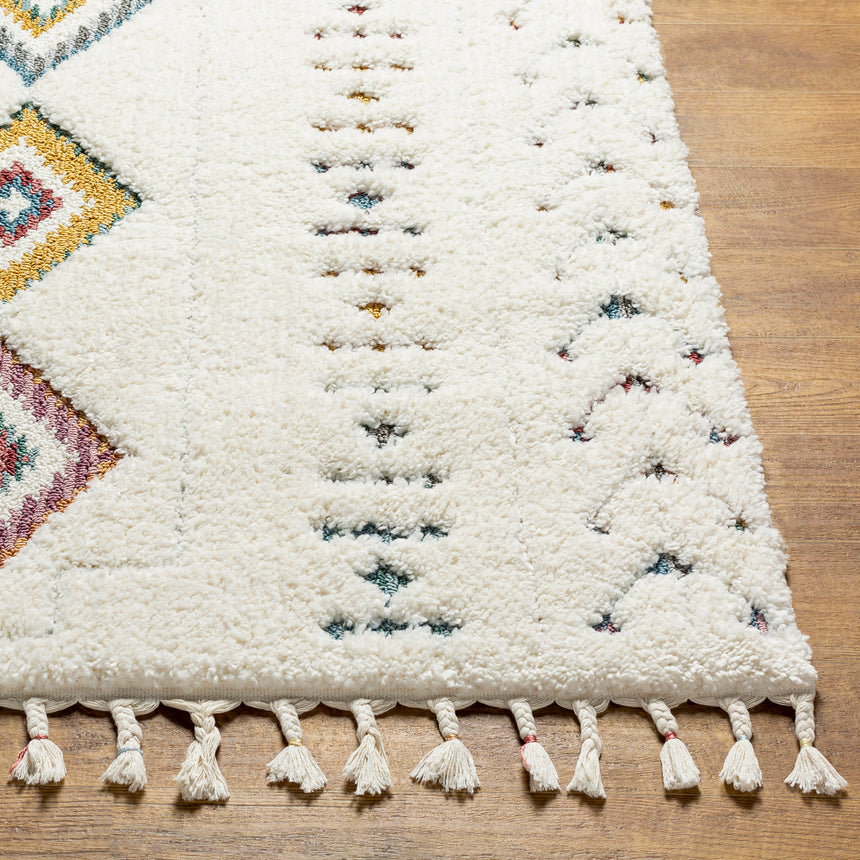 Ino Shaggy Modern Boho Plush Pile Cream Rug