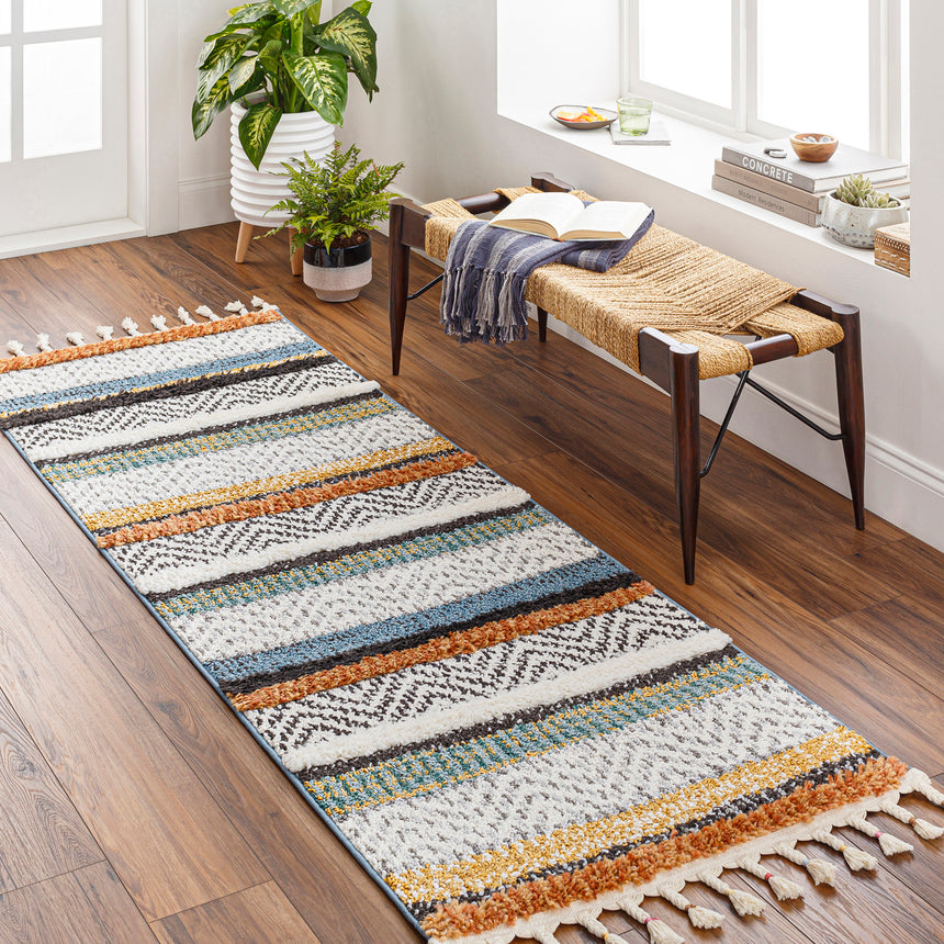 Luciana Shaggy Modern Boho Plush Pile Cream Rug