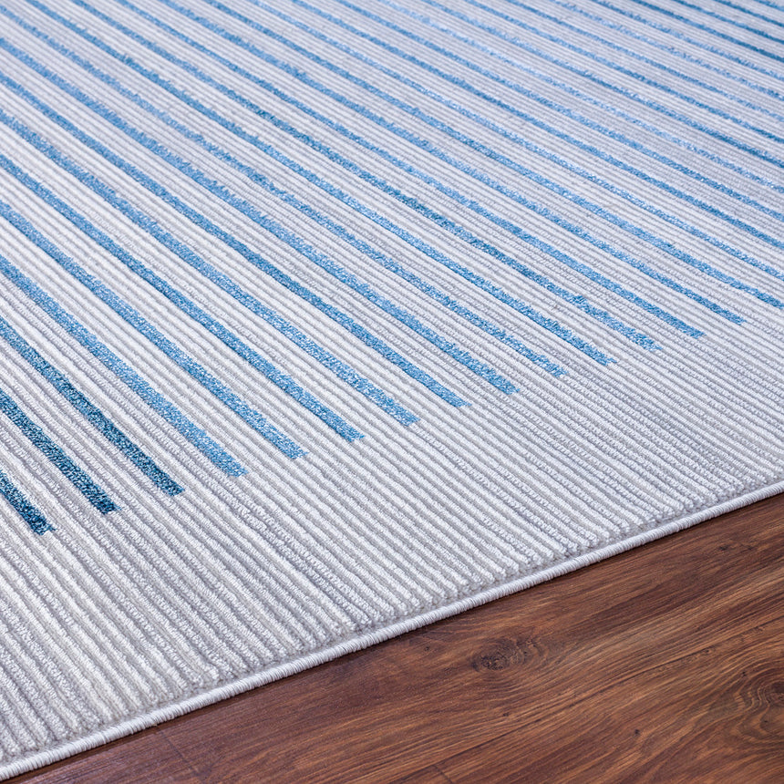Kaysa Scandi Modern Dark Blue Striped Rug