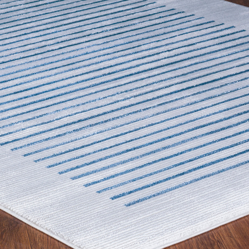 Kaysa Scandi Modern Dark Blue Striped Rug