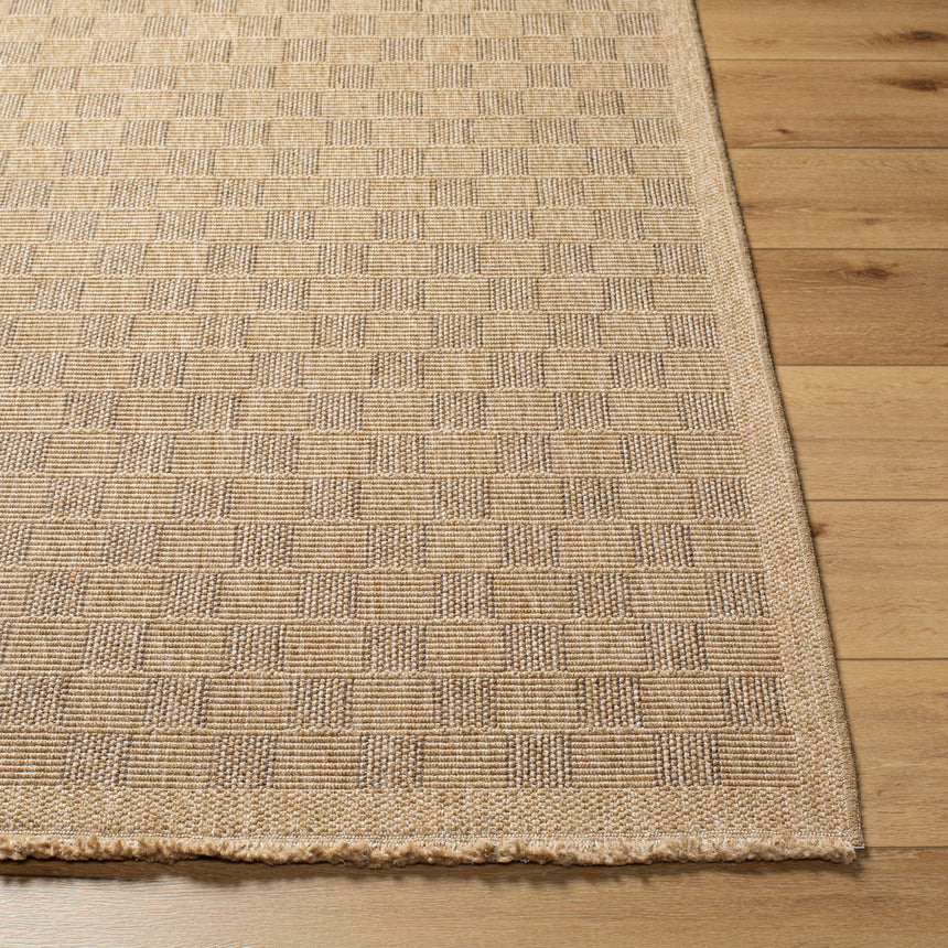 Tori In- & Outdoor Cottage Jute-Look Light Brown Checkered Rug