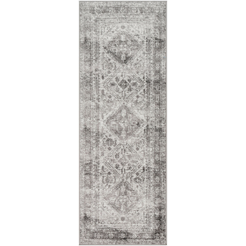 Neelam Vintage Oriental Boho Light Grey/White/Charcoal Rug