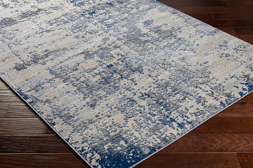 Victoire Abstract Modern Marble Dark Blue Rug