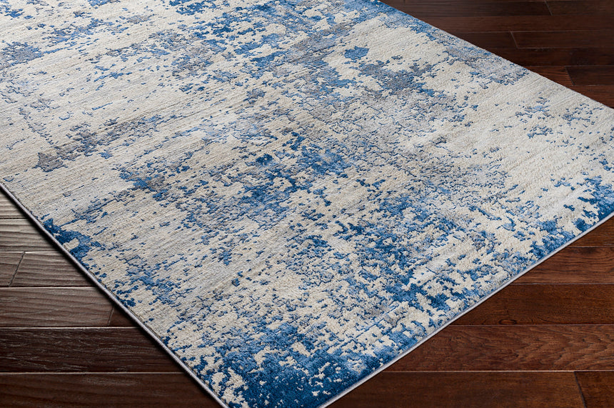 Victoire Abstract Modern Marble Sky Blue Rug
