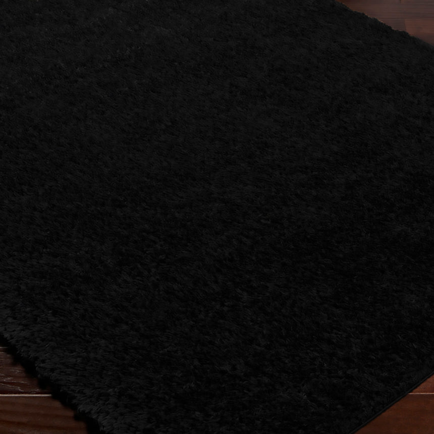 Soso Shaggy Solid Color Plush Pile Black Rug