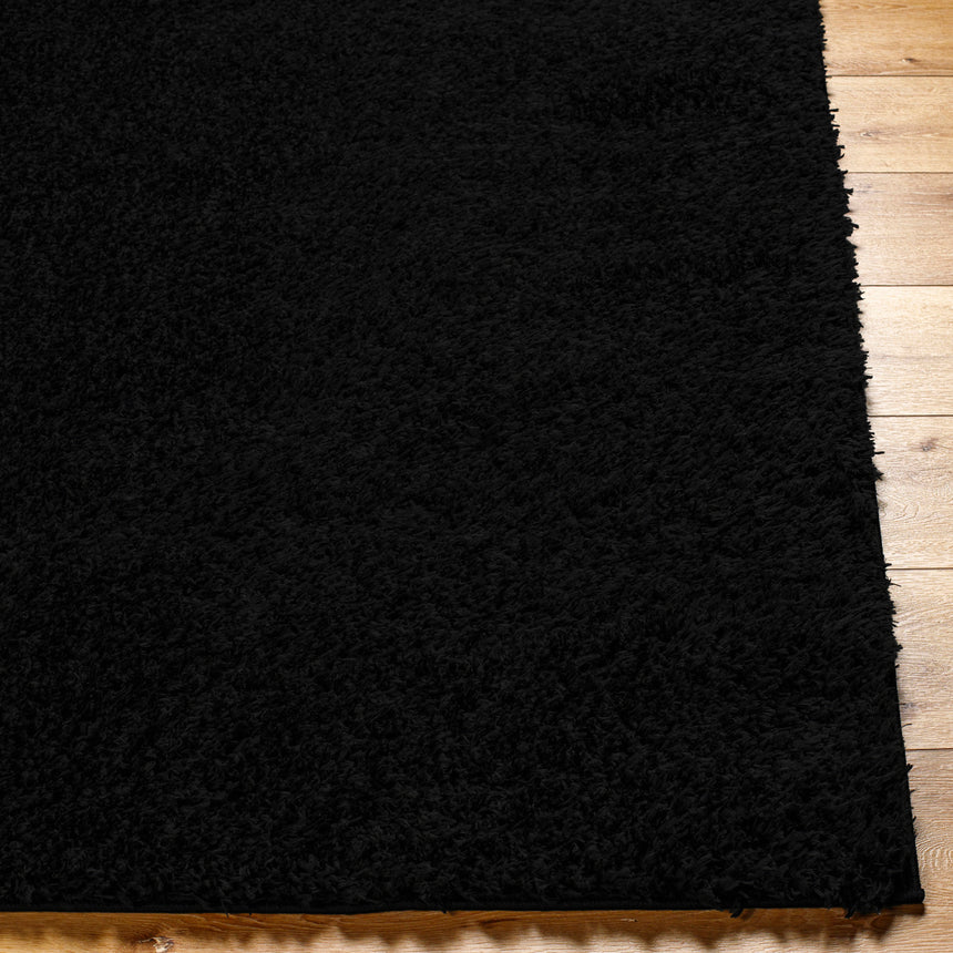 Soso Shaggy Solid Color Plush Pile Black Rug