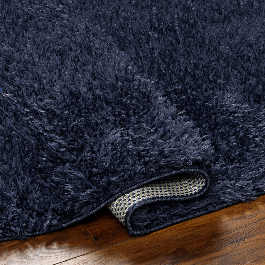 Soso Shaggy Solid Color Plush Pile Dark Blue Rug