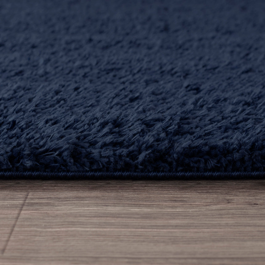 Soso Shaggy Solid Color Plush Pile Dark Blue Rug