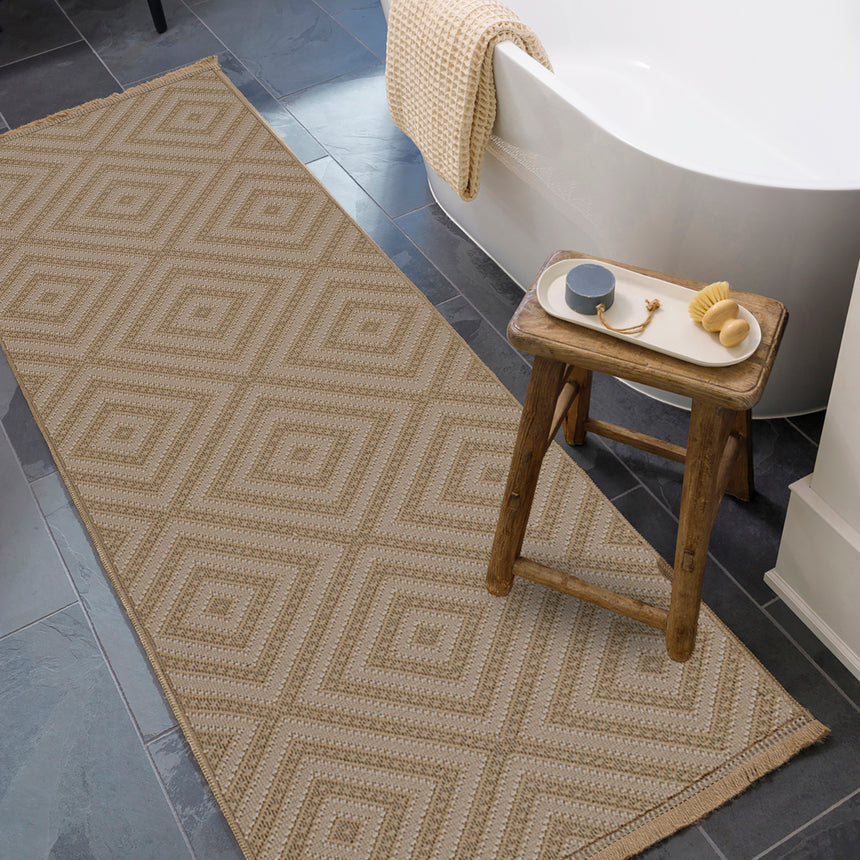 Chardy Cottage Tan/Light Beige Machine Washable Jute Rug