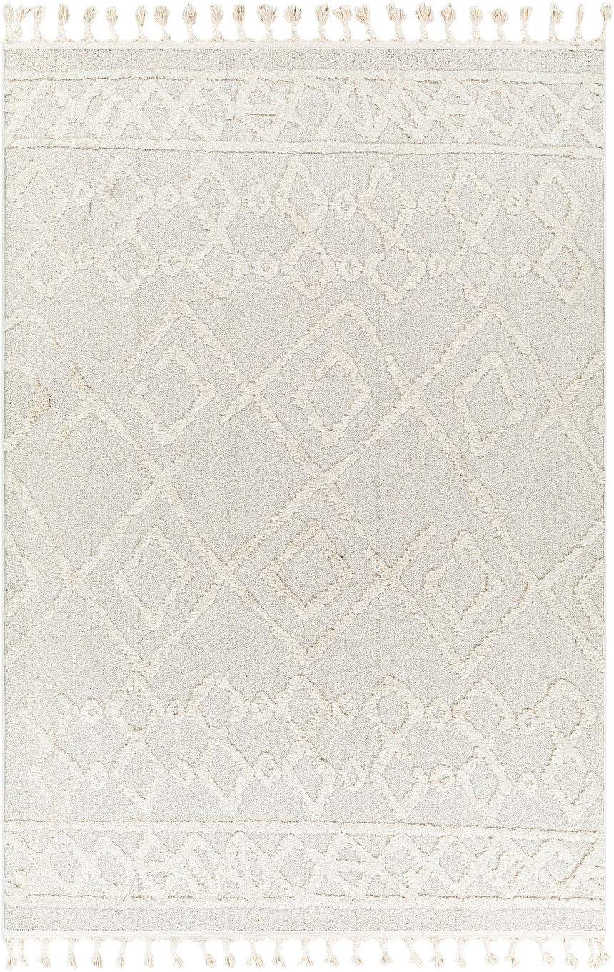 Elaine Berber Geometric High Pile Cream Rug