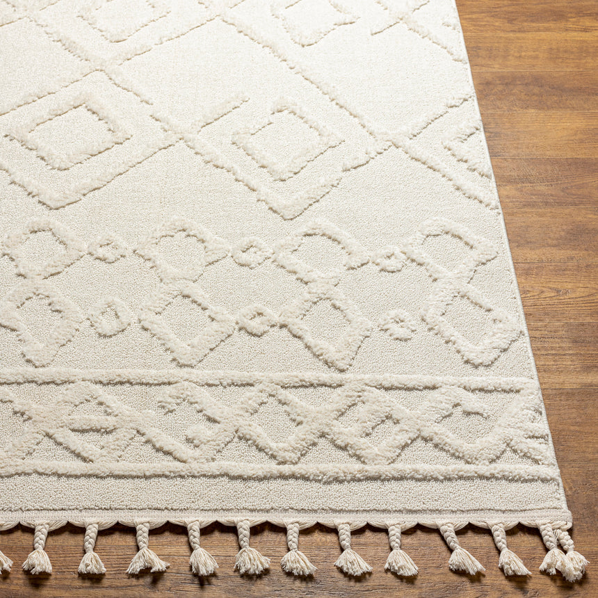 Elaine Berber Geometric High Pile Cream Rug
