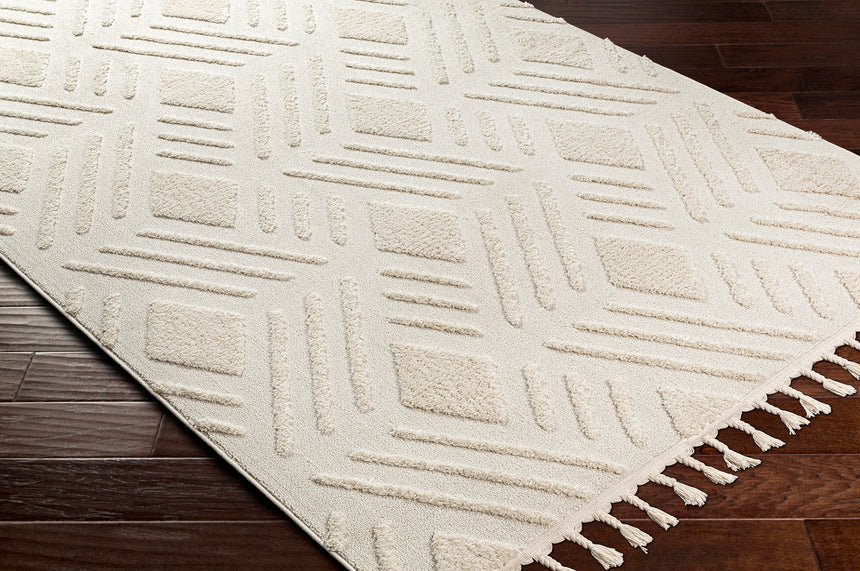 Selene Berber Geometric High Pile Ivory Rug
