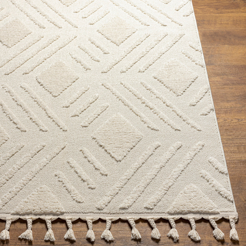 Selene Berber Geometric High Pile Ivory Rug