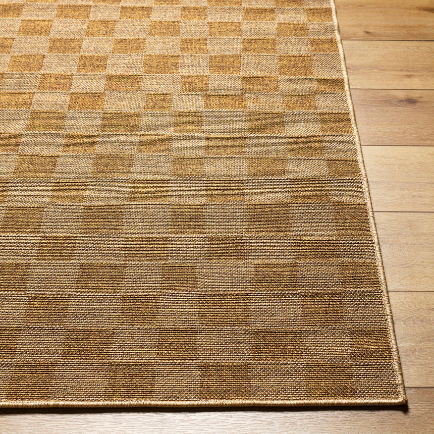 Jerrie In- & Outdoor Jute-Look Medium Brown Checkered Rug