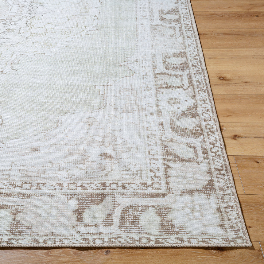 Rainier Our Pnw Home x Livabliss Machine Washable Oriental Boho Cream/Light Brown Rug