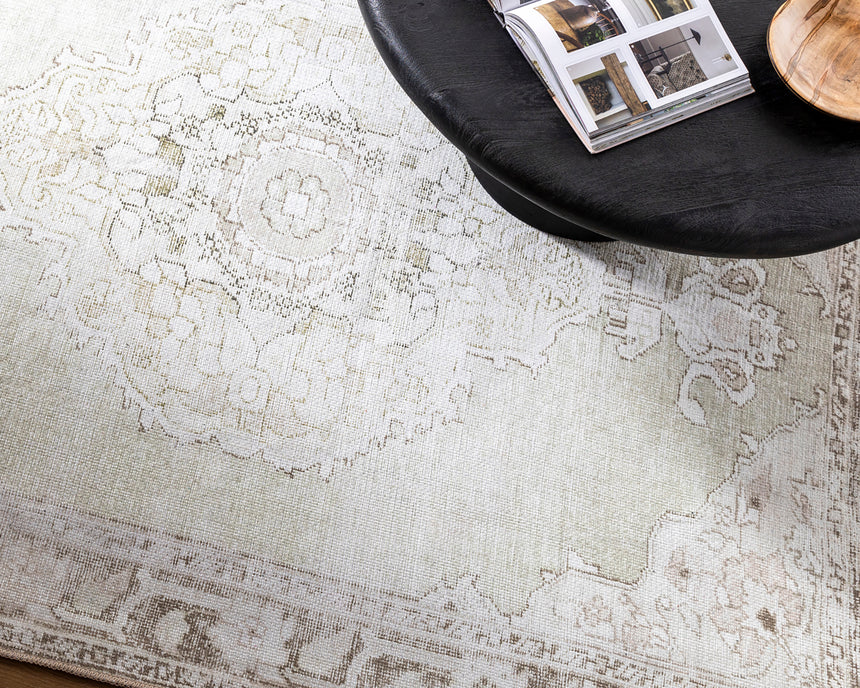 Rainier Our Pnw Home x Livabliss Machine Washable Oriental Boho Cream/Light Brown Rug