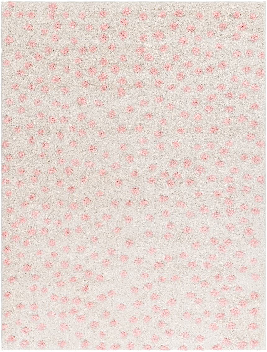 Hekuba Shaggy Modern Plush Pile Beige/Light/Pink Polka Dot Rug