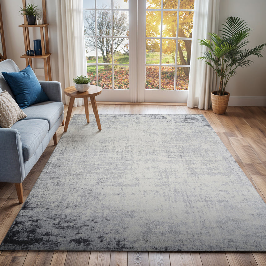 Alix Abstract Modern Marble Charcoal Rug