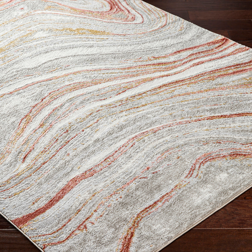 Glendy Abstract Modern Marble Coral/Beige Rug
