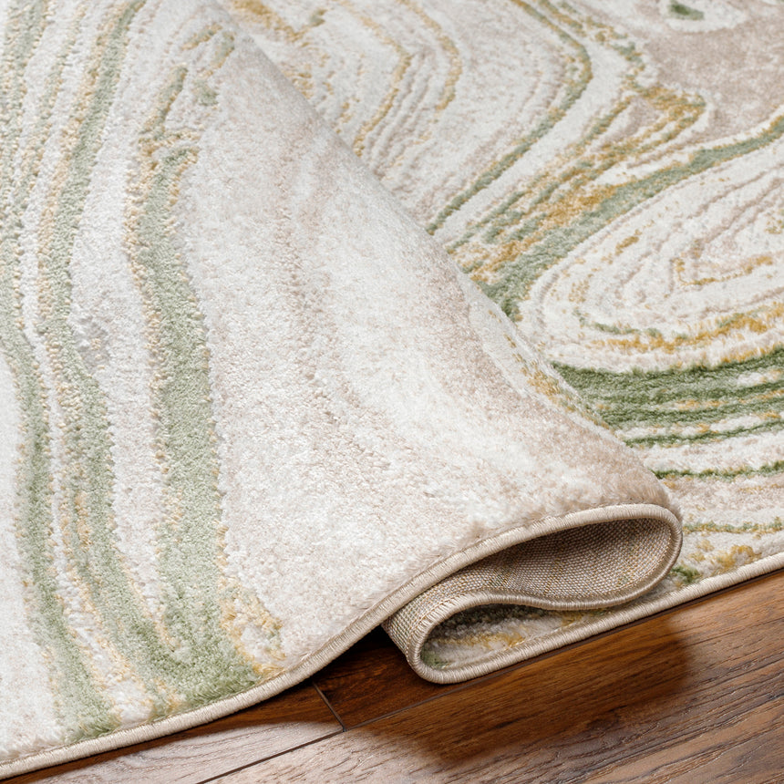 Makayla Abstract Modern Marble Moss/Beige Rug
