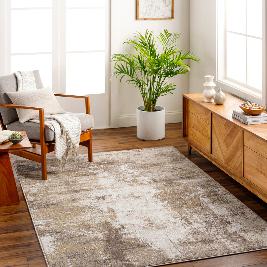 Nalany Abstract Modern Marble Light Brown Rug