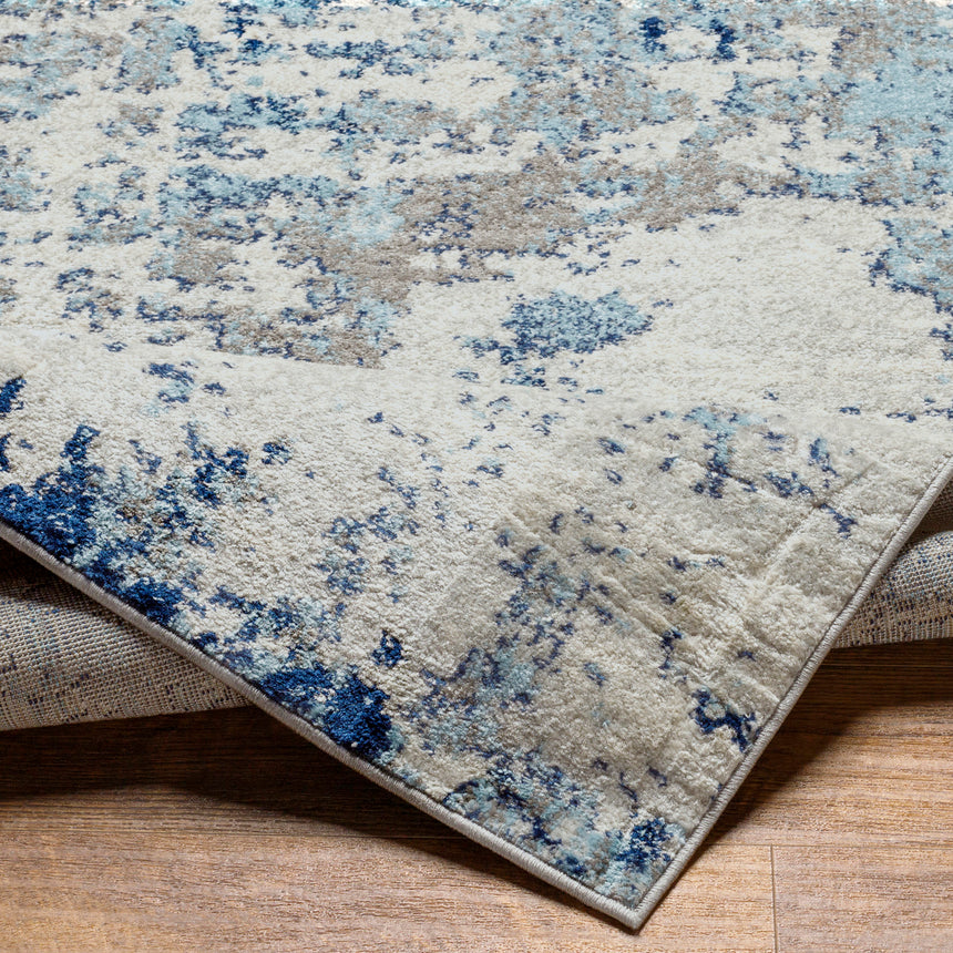 Sarah Abstract Modern Marble Navy/Aqua Rug
