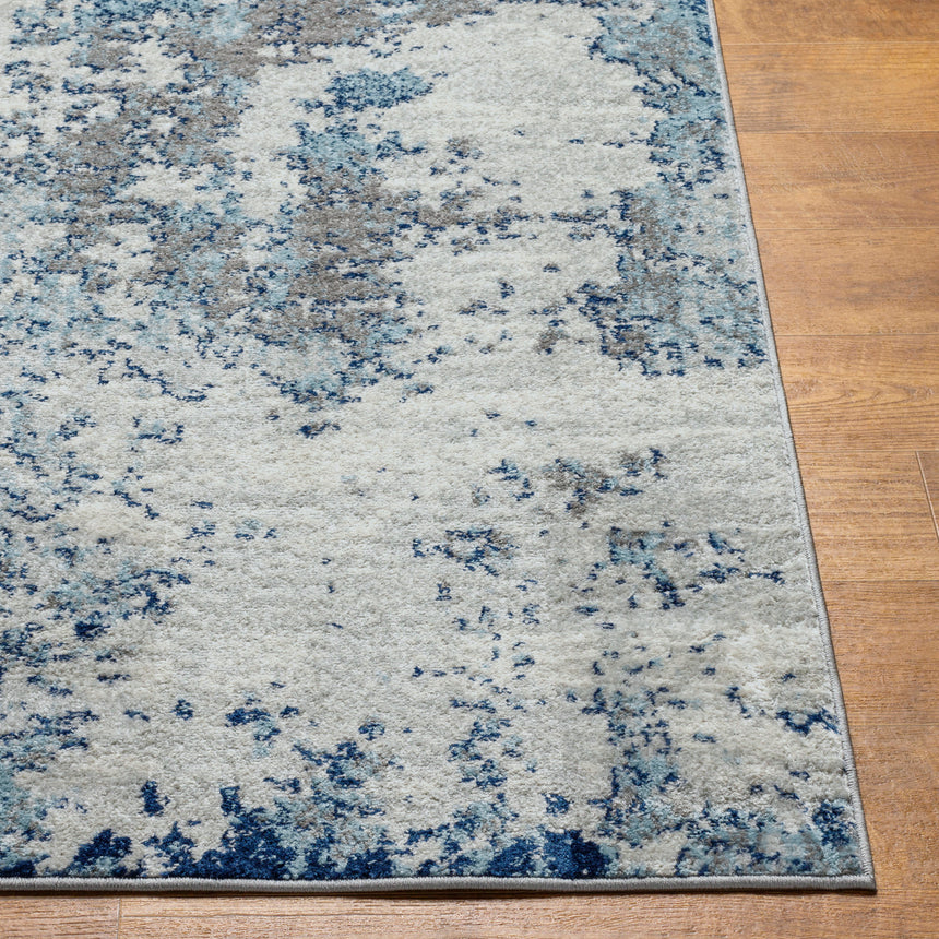 Sarah Abstract Modern Marble Navy/Aqua Rug