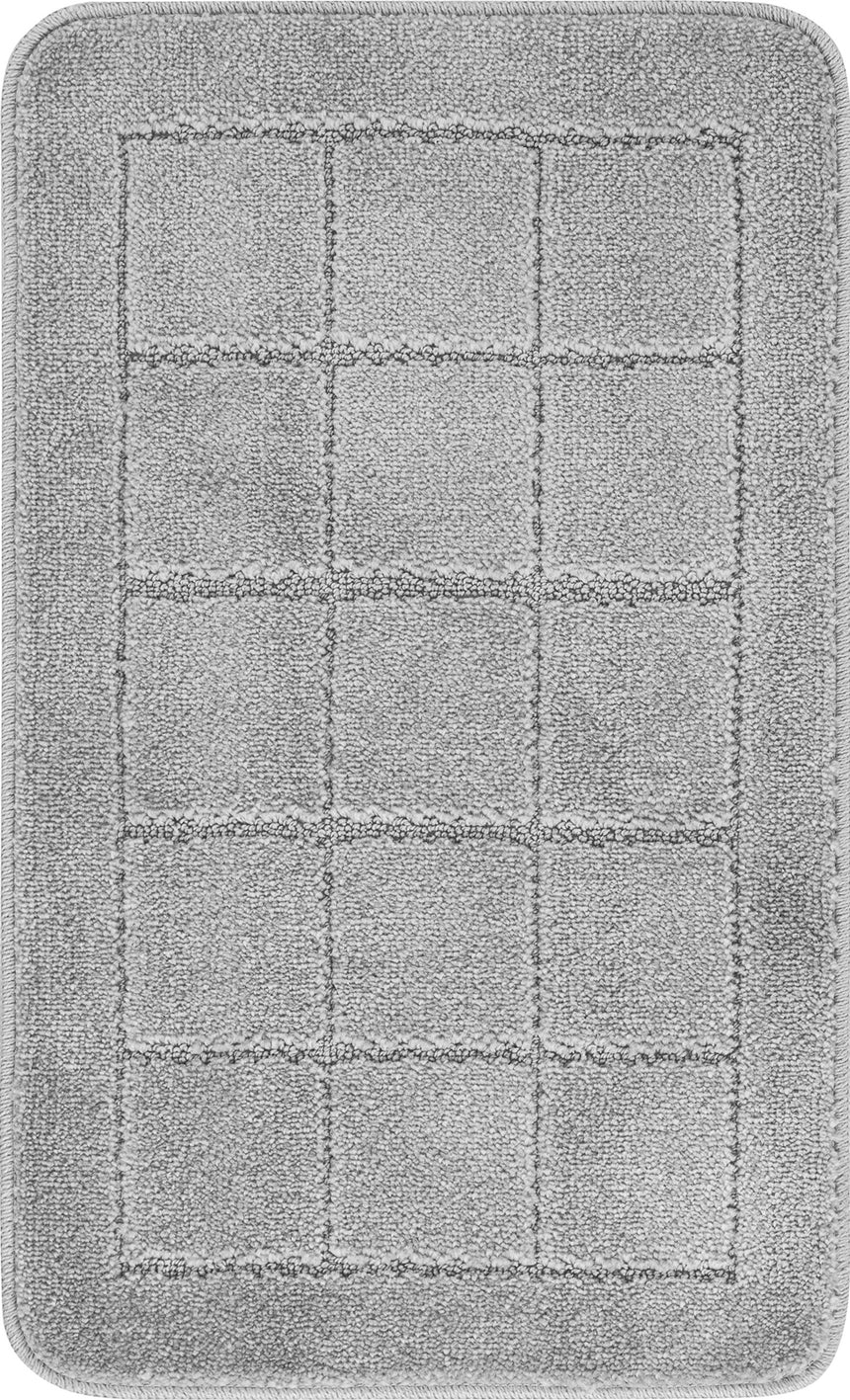 Noelle 2-Piece Machine Washable Non-Slip Grey Bathroom Rug Set