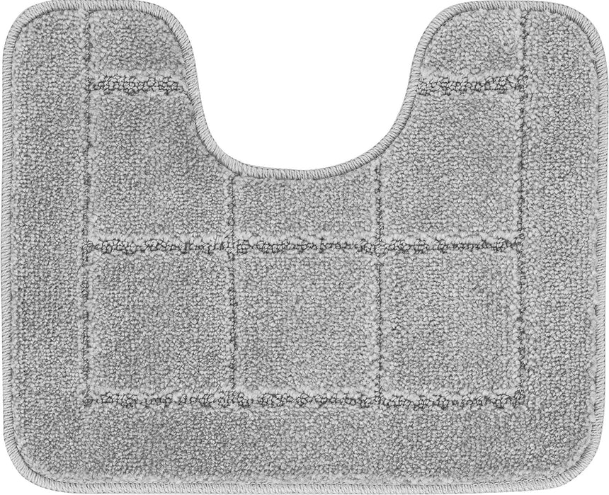Noelle 2-Piece Machine Washable Non-Slip Grey Bathroom Rug Set