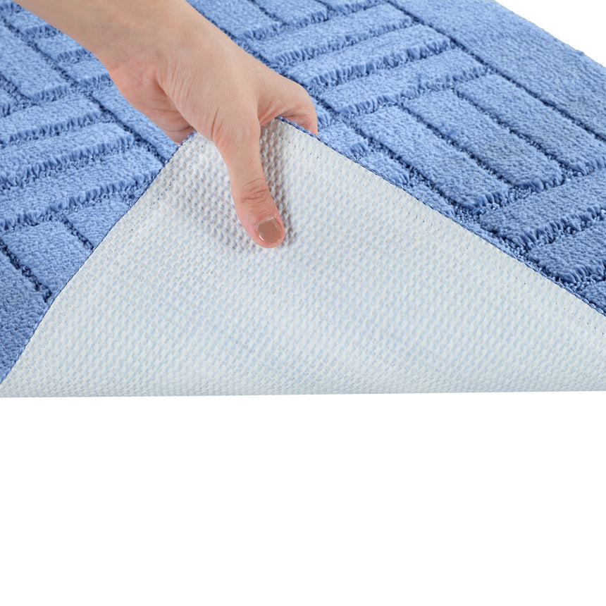 Royal 2-Piece Machine Washable Non-Slip Blue Bathroom Rug Set