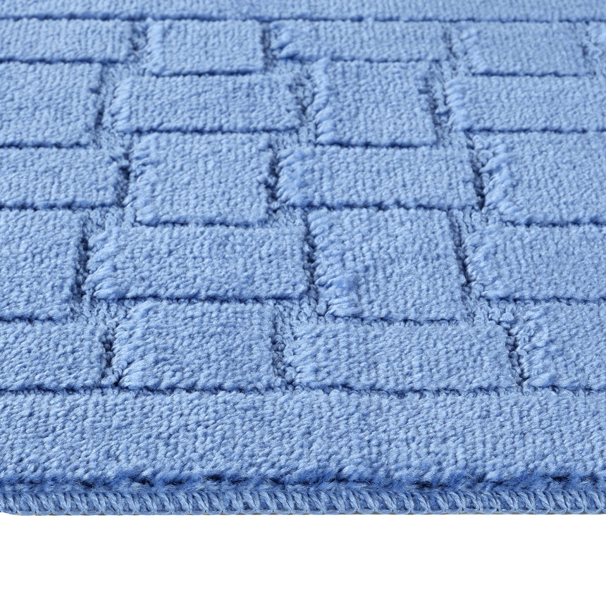 Tegan 2-Piece Machine Washable Non-Slip Blue Bathroom Rug Set