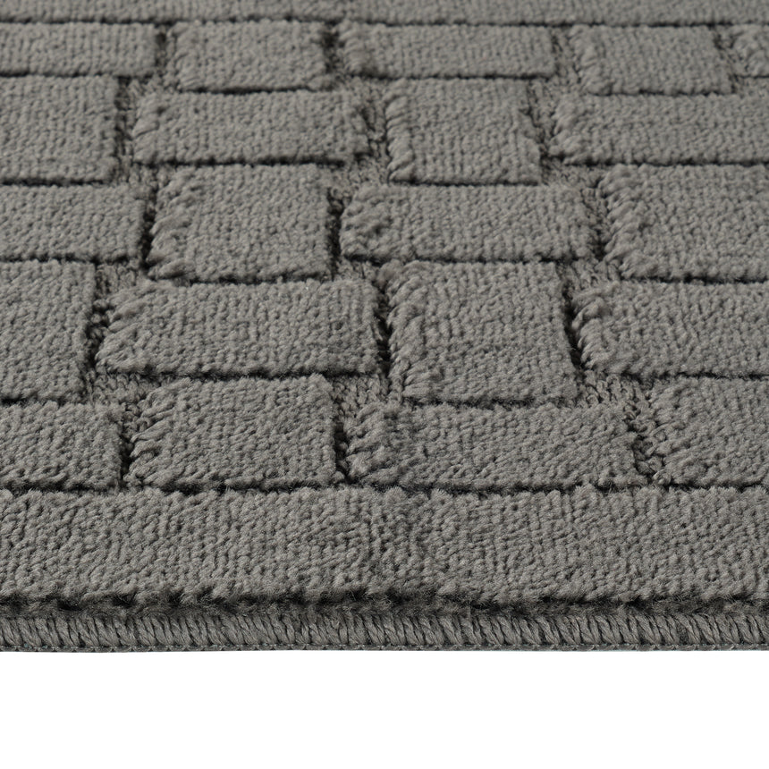 Tegan 2-Piece Machine Washable Non-Slip Dark Grey Bathroom Rug Set