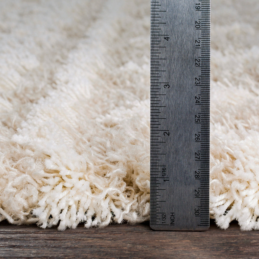 Nour Shaggy Geometric Plush Pile Cream Beige Rug